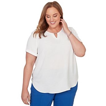 Plus Size Alfred Dunner Solid Rolled Short Sleeve Tee