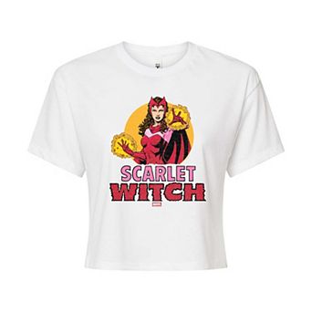Juniors' Marvel Scarlet Witch Logo Cropped Tee