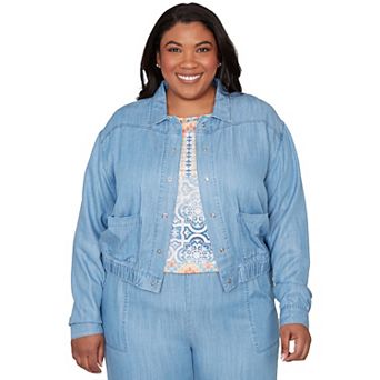 Plus Size Alfred Dunner Casual Elastic Lyocell Shirt Jacket