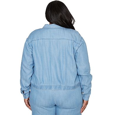 Plus Size Alfred Dunner Casual Elastic Lyocell Shirt Jacket