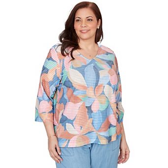 Plus Size Alfred Dunner Abstract Floral V-Neck Top
