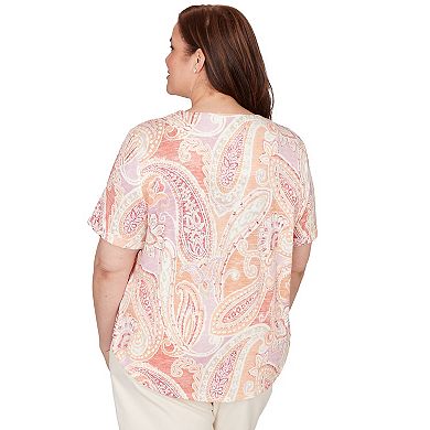 Plus Size Alfred Dunner Paisley Short Sleeve Tee with Necklace