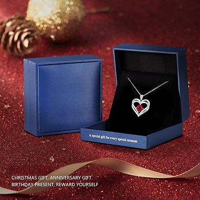 Forever Love Heart Birthstone Necklace Sterling silver Gift for Her