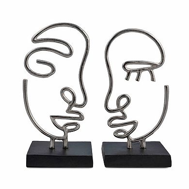 HomeRoots Set of Two Black and Silver Aluminum Tabletop Sculpture