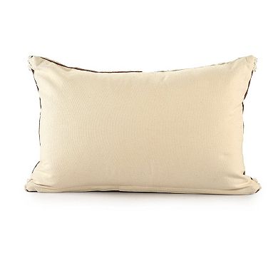 HomeRoots 16" X 24" Brown and Ivory Medallion Cotton Lumbar Throw Pillow With Texture