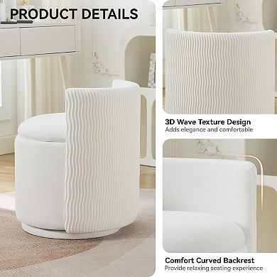 360° Swivel Vanity Chair Storage Makeup Stool Bedroom Living Room