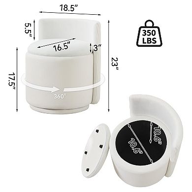 360° Swivel Vanity Chair Storage Makeup Stool Bedroom Living Room