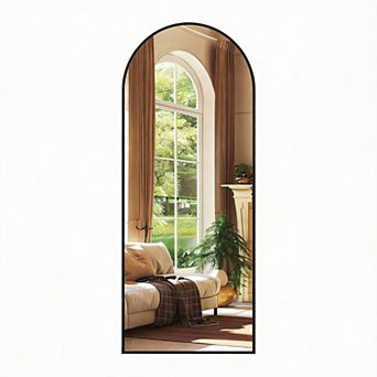 Arched Full Length Mirror Aluminum Frame Freestanding or Wall Mount 56"L x 21"W