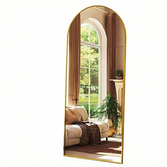 Arched Full Length Mirror Aluminum Frame Freestanding or Wall Mount 56"L x 21"W