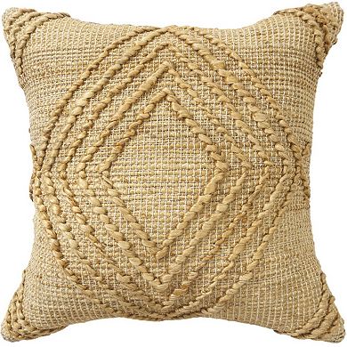 HomeRoots 22" X 22" Brown Jute Diamond Throw Pillow