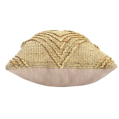 HomeRoots 22" X 22" Brown Jute Diamond Throw Pillow