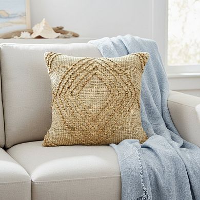 HomeRoots 22" X 22" Brown Jute Diamond Throw Pillow