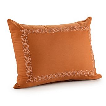HomeRoots 14" X 20" Orange Geometric Cotton Lumbar Throw Pillow