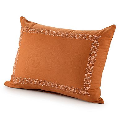HomeRoots 14" X 20" Orange Geometric Cotton Lumbar Throw Pillow