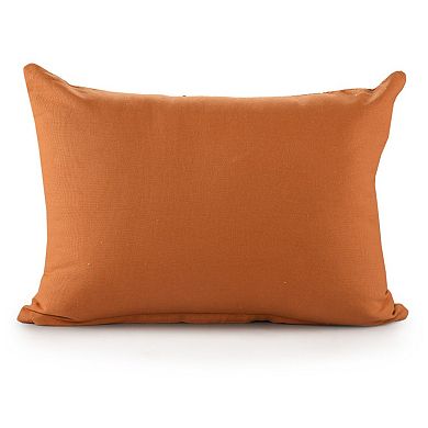 HomeRoots 14" X 20" Orange Geometric Cotton Lumbar Throw Pillow