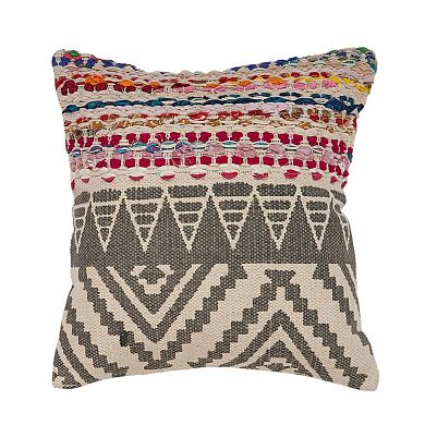 HomeRoots Set of Two Gray Chevron Cotton Throw Pillow