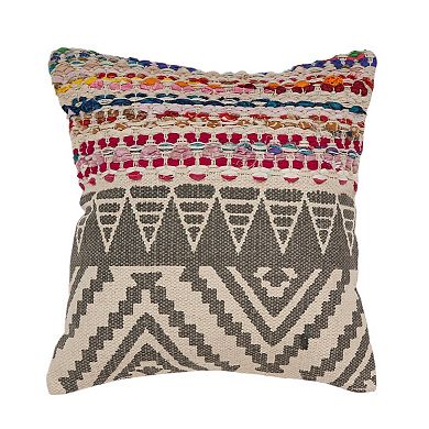HomeRoots Set of Two Gray Chevron Cotton Throw Pillow