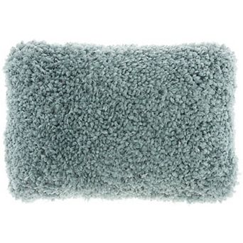 HomeRoots 14" X 20" Celadon Shag Lumbar Throw Pillow