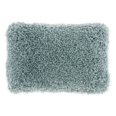 HomeRoots 14" X 20" Celadon Shag Lumbar Throw Pillow