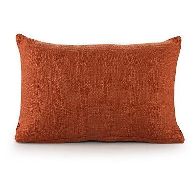 HomeRoots 14" X 20" Cinnamon Chevron Cotton Lumbar Throw Pillow With Texture