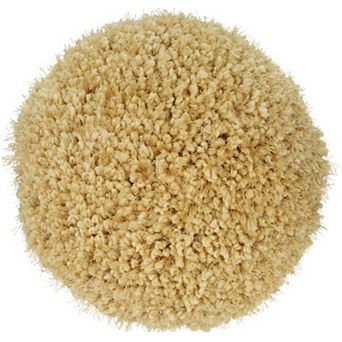 HomeRoots 14" X 14" Yellow Round Shag Throw Pillow