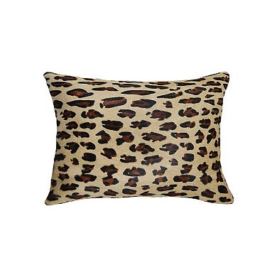 HomeRoots Set of Two 12" X 20" Brown and Black Leopard Cowhide Lumbar Throw Pillows