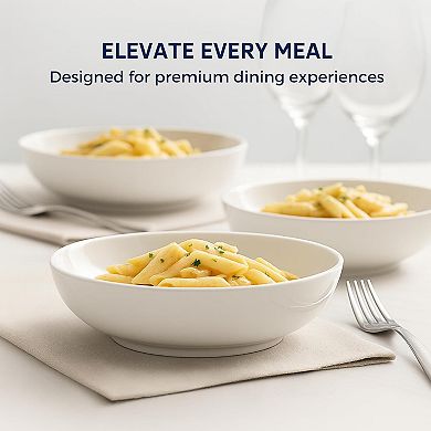 CASAFOYER Pasta Bowls Set of 6 (30oz) Large Ceramic Salad Bowls, Microwave & Dishwasher Safe