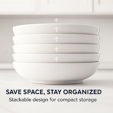 CASAFOYER Pasta Bowls Set of 6 (30oz) Large Ceramic Salad Bowls, Microwave & Dishwasher Safe