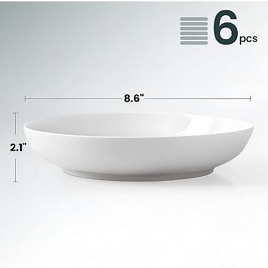 CASAFOYER Pasta Bowls Set of 6 (30oz) Large Ceramic Salad Bowls, Microwave & Dishwasher Safe