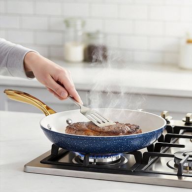 15Pc Ceramic Nonstick Cookware Set with Steamer Utensils PFOA-Free Dishwasher Safe