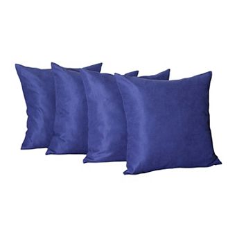HomeRoots Set of Four 26" Navy Blue Fabric Euro Throw Pillow Covers