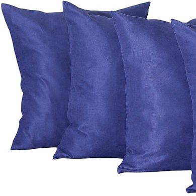 HomeRoots Set of Four 26" Navy Blue Fabric Euro Throw Pillow Covers