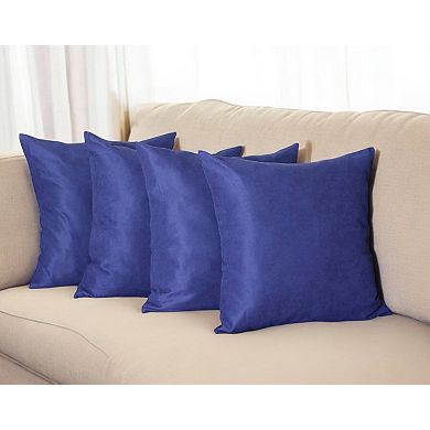 HomeRoots Set of Four 26" Navy Blue Fabric Euro Throw Pillow Covers
