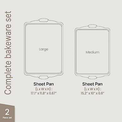BAKKEN Nonstick Baking Sheet, Carbon Steel Cookie Pans with Silicone Handles, Set of 2, Black