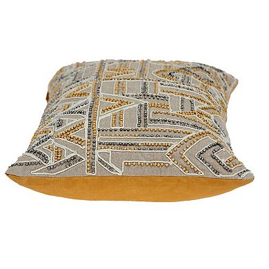 HomeRoots 14" X 20" Beige Cotton Throw Pillow