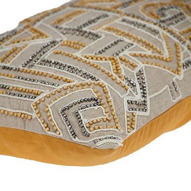 HomeRoots 14" X 20" Beige Cotton Throw Pillow