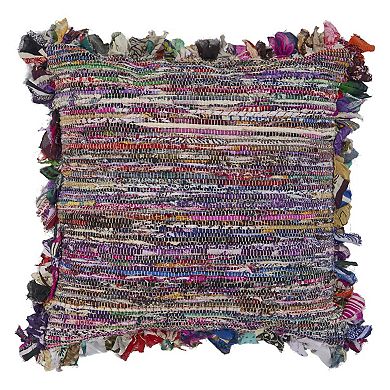 HomeRoots Set of Two Pink Striped Rayon Throw Pillow With Ruffle