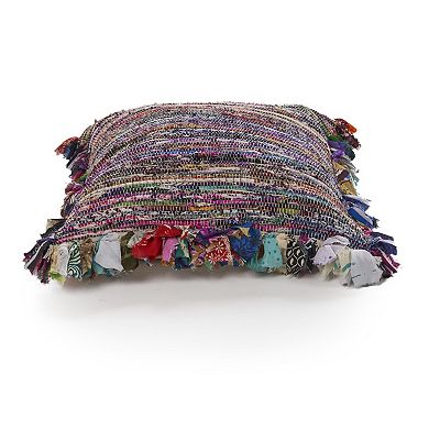 HomeRoots Set of Two Pink Striped Rayon Throw Pillow With Ruffle