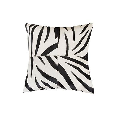 HomeRoots Set of Two 18" White and Black Zebra Cowhide Throw Pillows