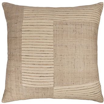 HomeRoots 24" Brown and Beige Geometric Silk Throw Pillow With Embroidery