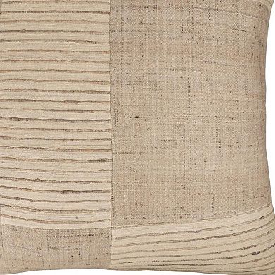 HomeRoots 24" Brown and Beige Geometric Silk Throw Pillow With Embroidery