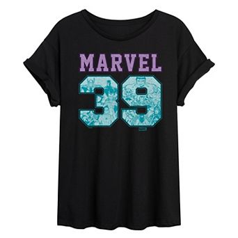 Juniors' Marvel Pastel Collegiate 39 Oversized Tee