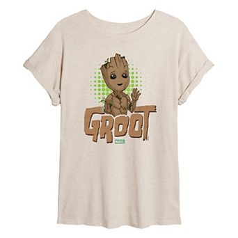 Juniors' Marvel Guardians Of The Galaxy Baby Groot Oversized Tee