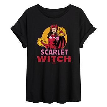 Juniors' Marvel Scarlet Witch Logo Oversized Tee