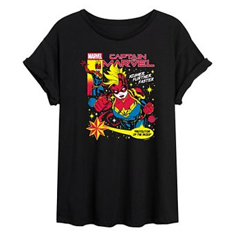 Juniors' Marvel Captain Marvel Oversized Tee