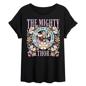 Juniors' Marvel The Mighty Thor Oversized Tee
