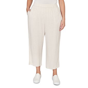 Plus Size Alfred Dunner Linen Elastic Waist Ankle Pants