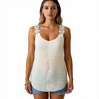Casual Sleeveless Lace Strap Tank for Women