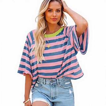 Women's Loose Fit Striped T-Shirt