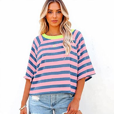 Women's Loose Fit Striped T-Shirt